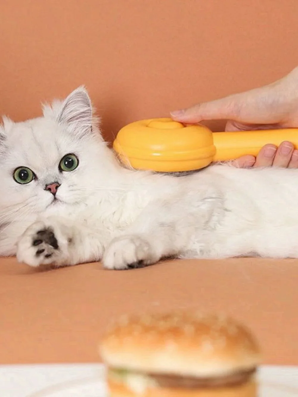 Push-Button Pet Grooming Brush Hair Removal Tool Yellow Easy Removal Shedding